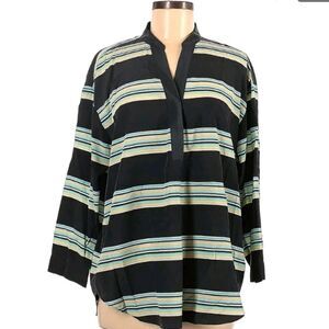Gap XL Striped Multicolored 3/4Sleeve V-neck Women's Blouse